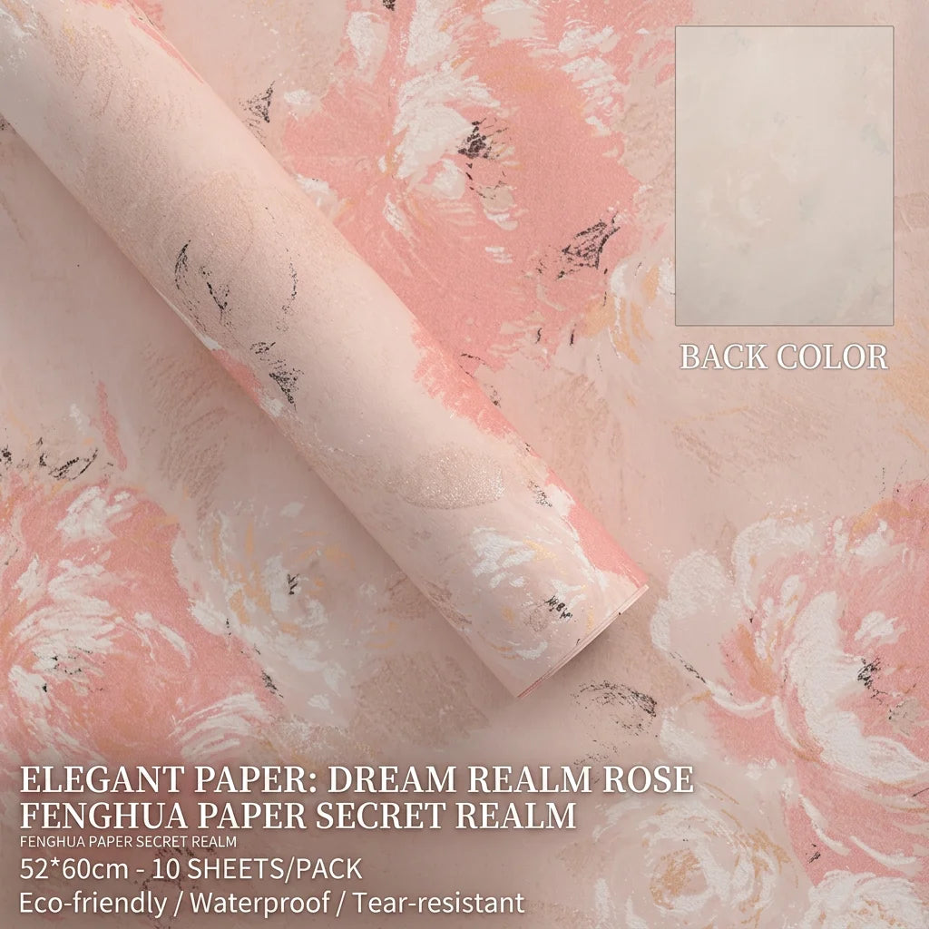60cm*52cm Oil Painting Wrapper Paper New Dream Back Garden Thickened Waterproof Paper Flower Shop Materials Oasis Select Pink