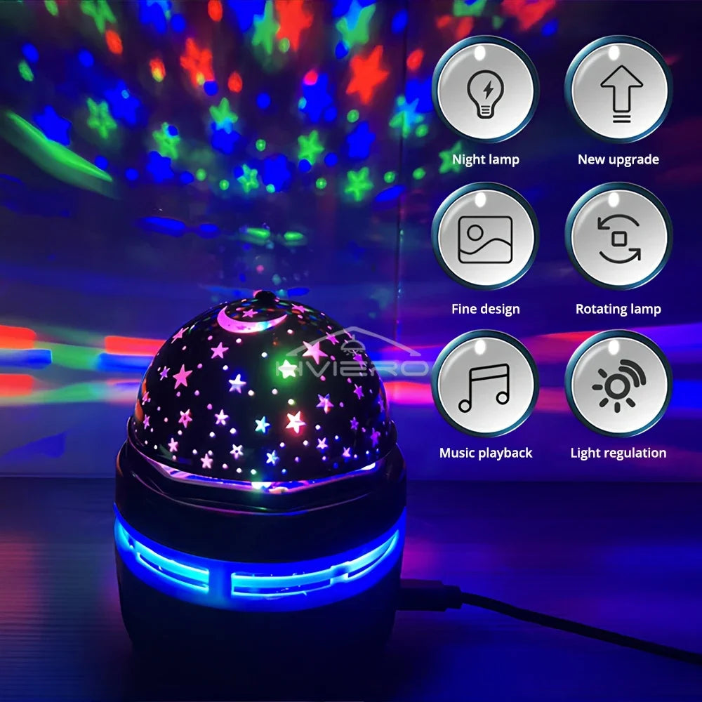 Galaxy Night Light Projector – Rotating Starry Sky USB LED