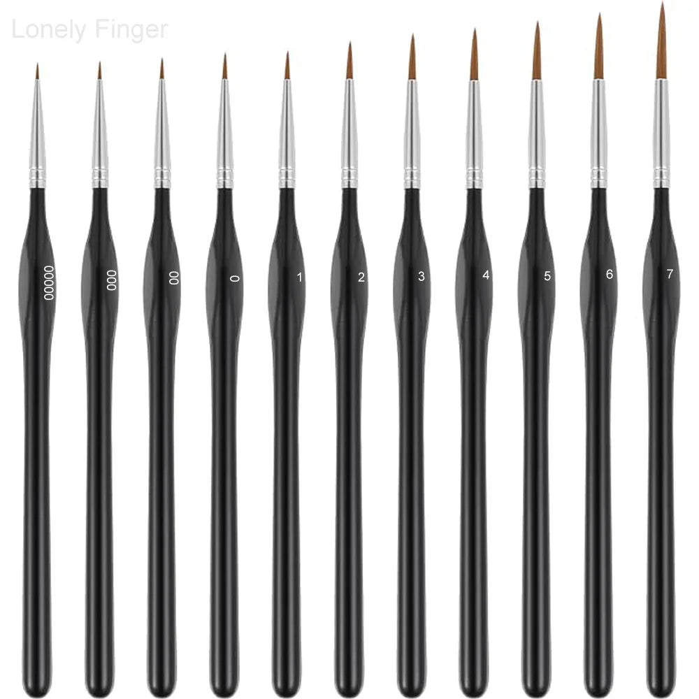 11pcs Triangle Tiny Detail Paint Brushes Fine Paint Brushes for Model Crafts Watercolor Acrylics Oil Oasis Select 11Triangle Black