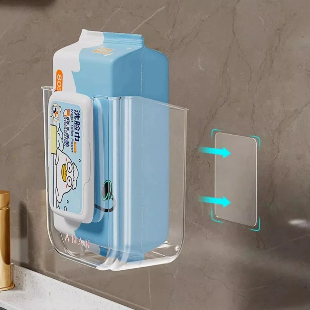 Wet Tissue Storage Box with Large Opening Strong Load-bearing Wet Wipe Dispenser Wall-Mounted Self-Adhesive Toilet Paper holder Oasis Select