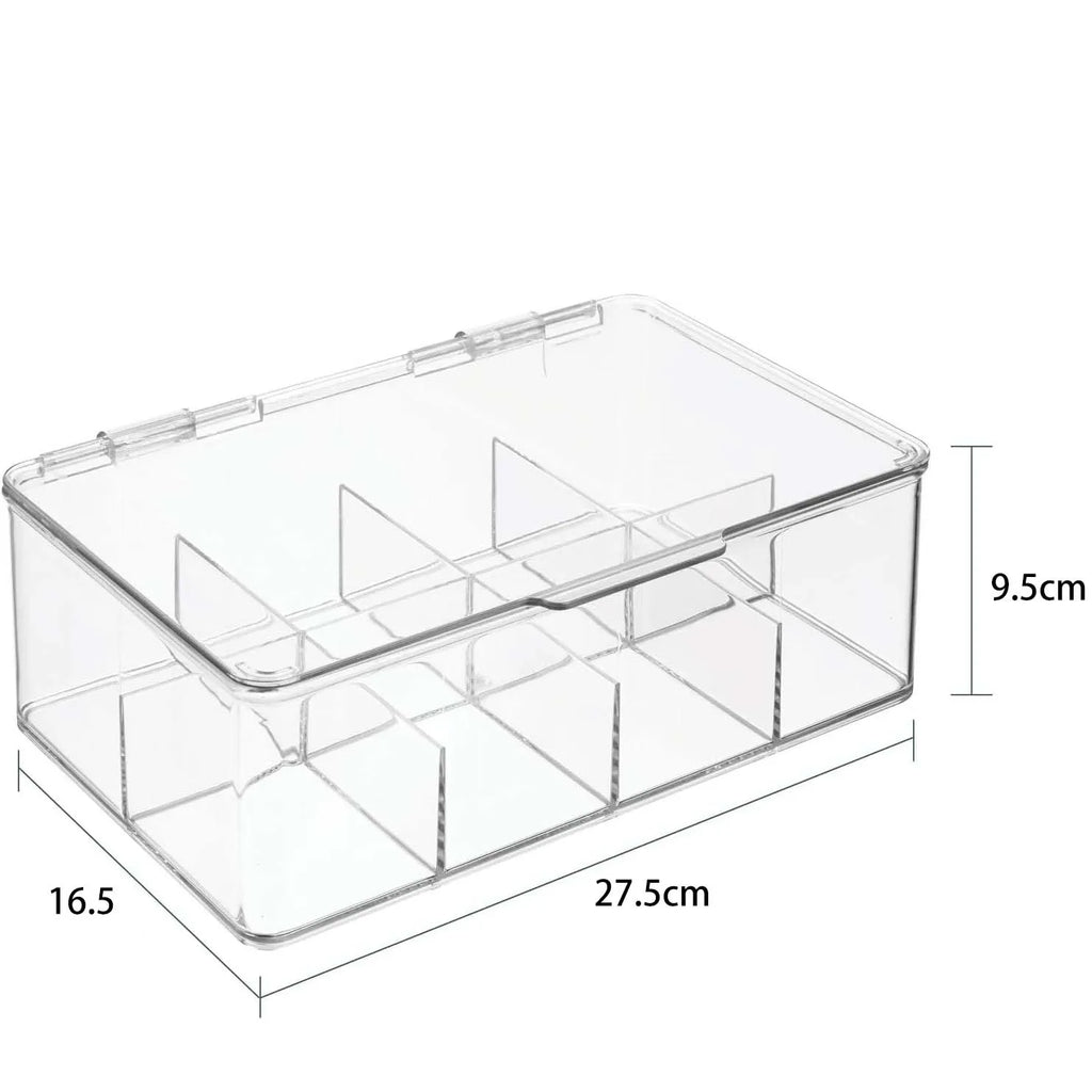 Tea Bag Storage Box Office Multifunctional Storage Box with Lid Acrylic Organizer Coffee Bag Compartment Box Storage Box Oasis Select 8 compartments with