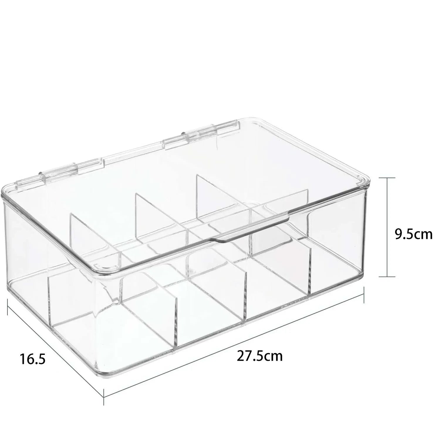 8 Grids Tea Bag Storage Box Office Multifunctional Storage Box with Lid Acrylic Organizer Coffee Bag Compartment Box Storage Box Oasis Select 8 compartments with