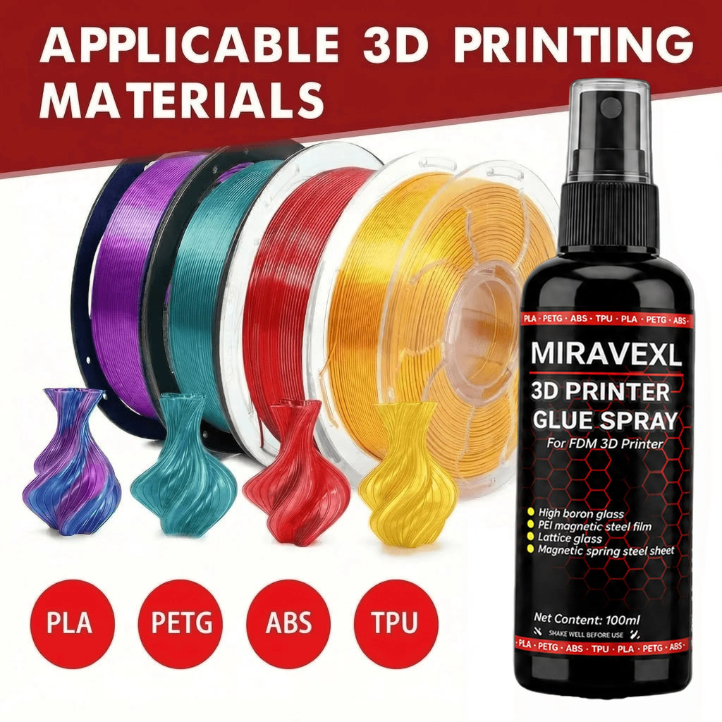 3D Printer Glue Spray&Scraper Set – Quick-Drying, Strong Adhesion Surface Spray with 3D Printing Scraper Tool for FDM/SLA Prints Oasis Select
