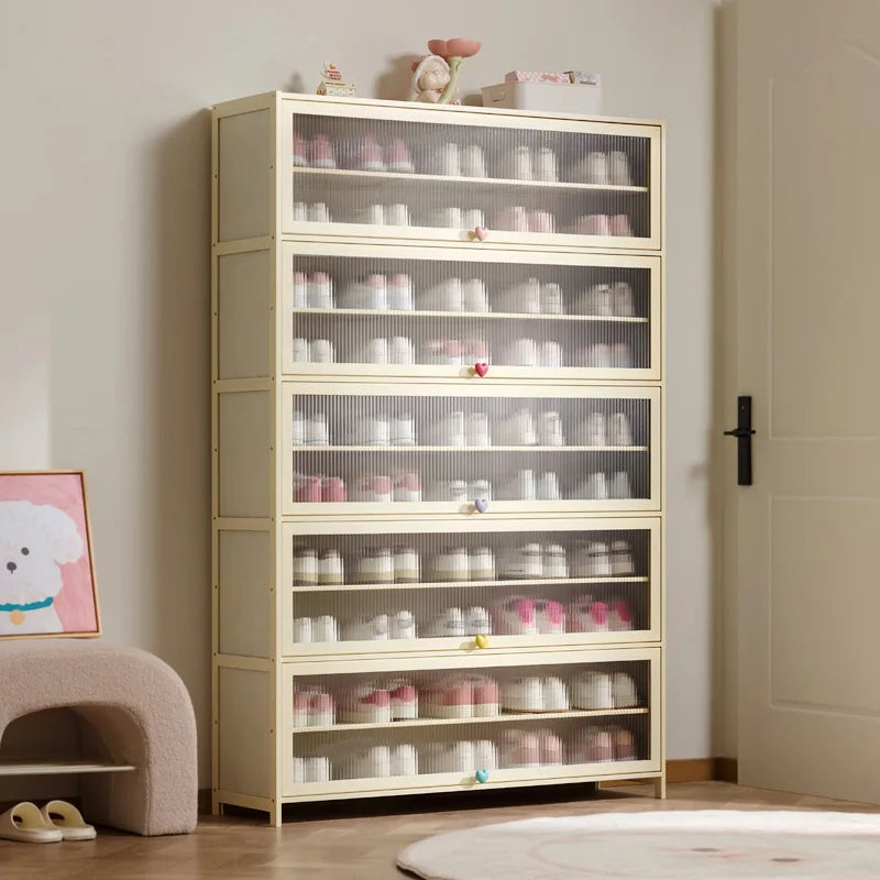 Cream wind dopamine shoe cabinet household simple door multi-layer dust storage shoe rack Oasis Select