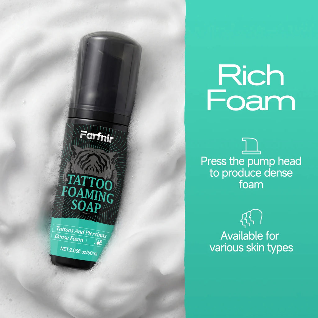 TATTOO FOAMING SOAP Rich creamy foam gently cleans tattoos, moisturizes, and brightens skin tone. Suitable for all skin types. Oasis Select