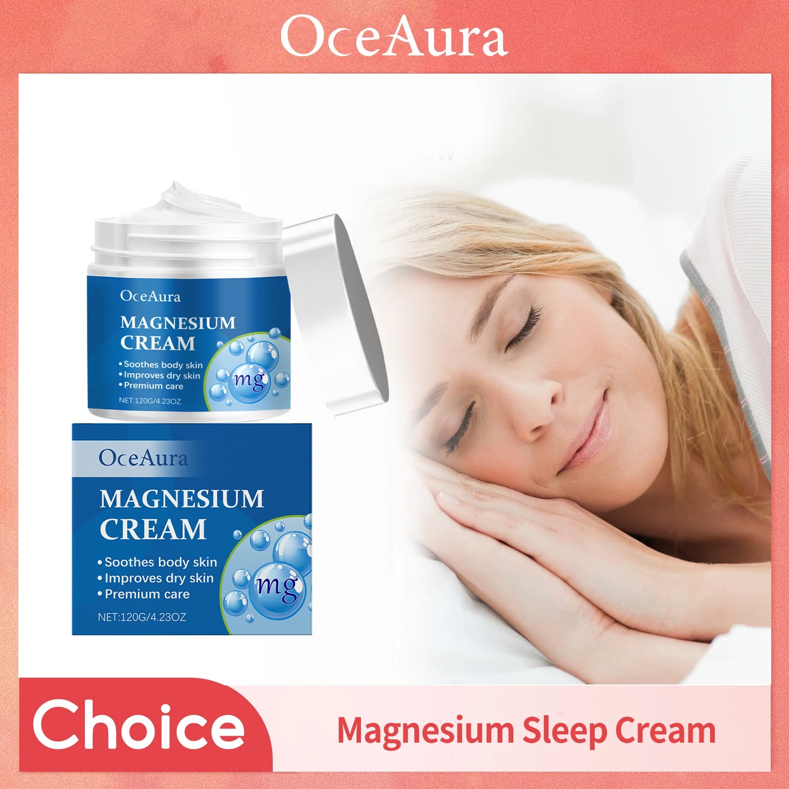 Magnesium Cream Sleep Support Relax Moisturizer Keep Skin Soft Smooth Relieve Muscle Soreness Fall Asleep Nighttime Body Lotion Oasis Select
