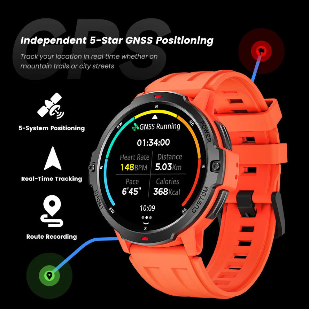30M Waterproof Smartwatch GNSS Positioning GPS Multi-functional Sports Smart Watch 6-Axis Gyroscope Heart Rate Blue Tooth Call Oasis Select