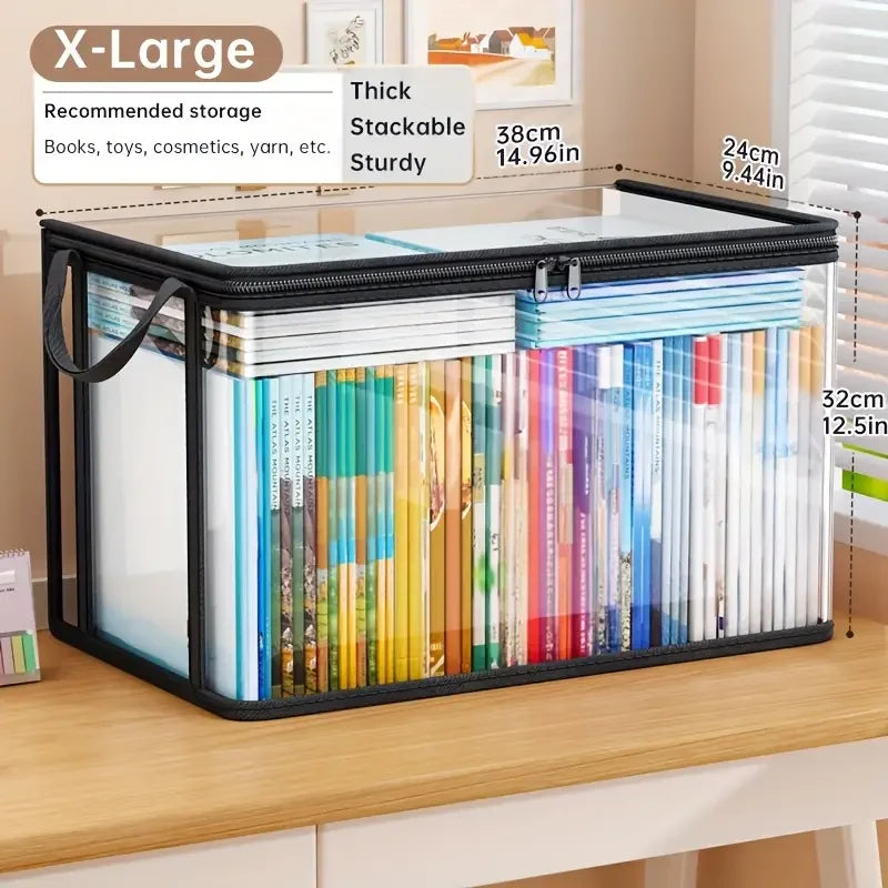 Clear PVC Storage Box with Flip-Top View Window,Multi-Use Organizer for Toy Crafts Supplie-Durable Gift Container,Home Organizer Oasis Select Transparent Large