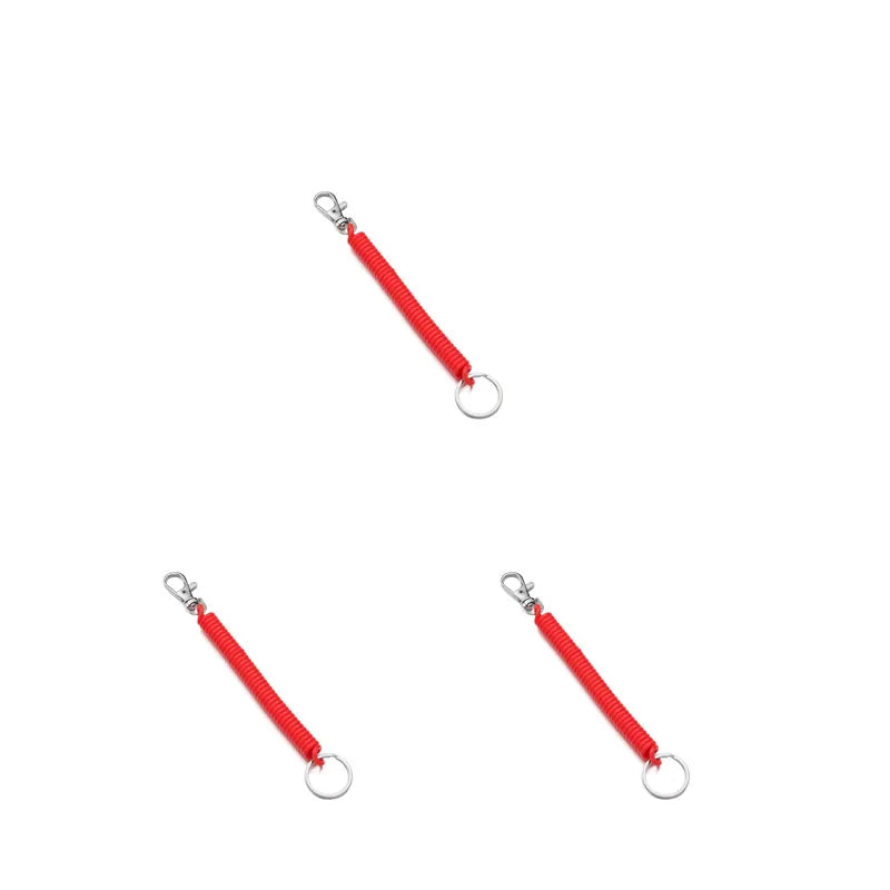 1/3pcs Elastic Wristband Spring Lanyard Key Cord Clasp Spiral Stretch Keychain Security Gear Elastic Ropes Spring Rope Key Ring Oasis Select 3pcs Red