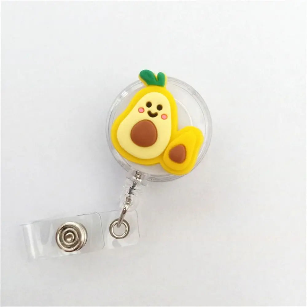 New Cute Silicone Fruits Avocado Retractable Pull Badge Reel ID Lanyard Name Tag Card Badge Holder Reels Oasis Select 6