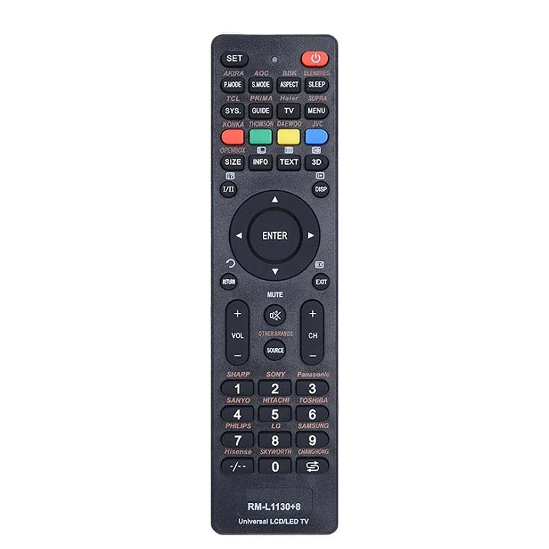 Universal Remote Control for Television RM-L1130+8 ABS Replacement Smart Television Soft Button English Oasis Select black