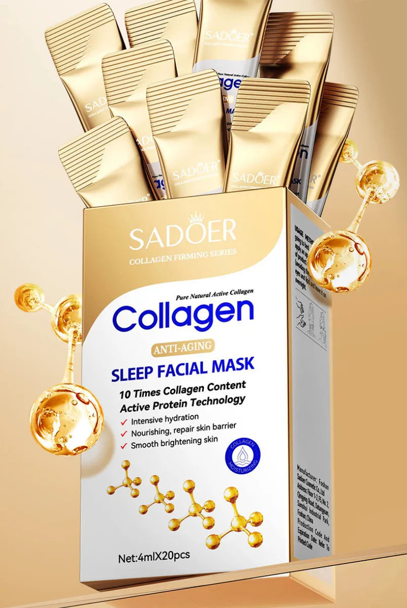 30pcs SADOER Collagen Sleeping Facial Masks Face skincare Moisturizing Brightening Firming Hydrating Face Mask Facial Skin Care Oasis Select 20pcs
