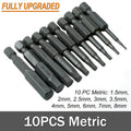 10-Pc Magnetic Hex Allen Wrench Drill Bit Set – SAE & Metric Hex Drill Bit Set Oasis Select Metric