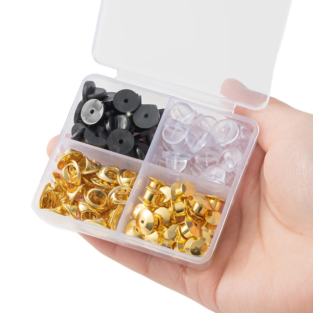 45pcs Pin Backs Locking Pin Keepers Locking Clasp Replacement for DIY Brooch Lapel Enamel Hat Badge Holder Jewelry Making Oasis Select