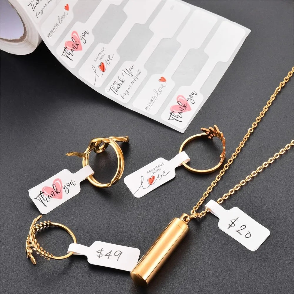 500pcs Portable Jewelry Price Tag Self Adhesive For DIY Necklaces Tool Ring Bracelet Packaging Supplies Label Small Businesses Oasis Select