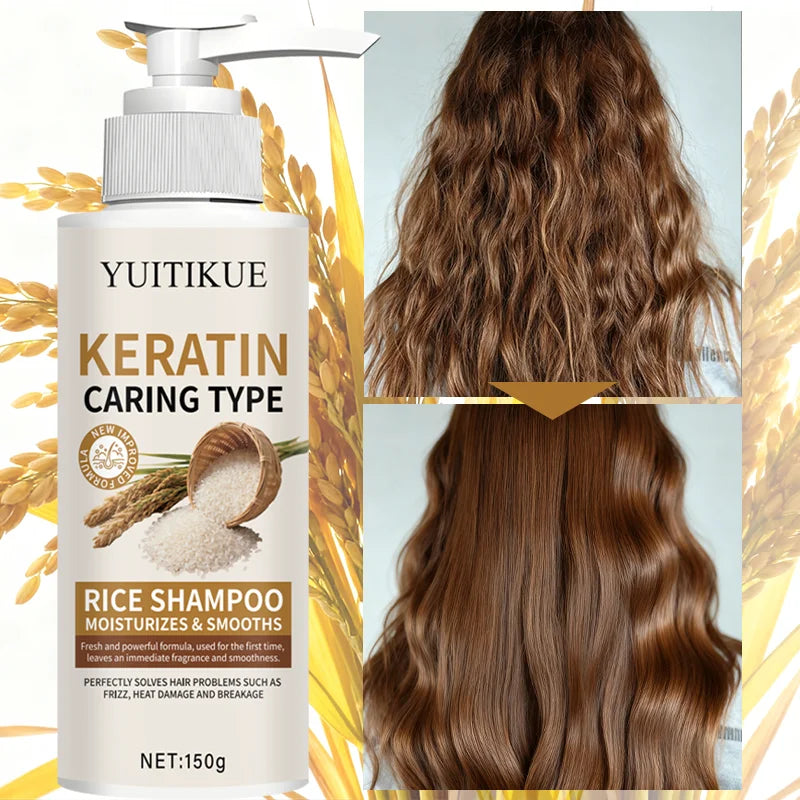 YUITIKUE Keratin Rice Shampoo – Repair & Hair Regrowth 150g