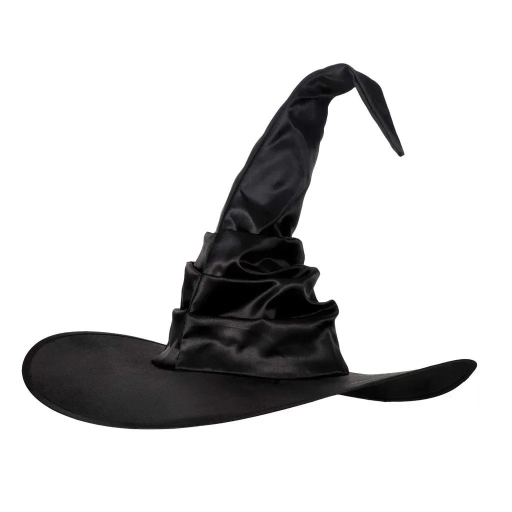 Halloween Witch Hats Black Folds Wizard Hat for Women Men Masquerade Party Cosplay Props Decoration Carnival Party Hats Oasis Select A-45x45cm