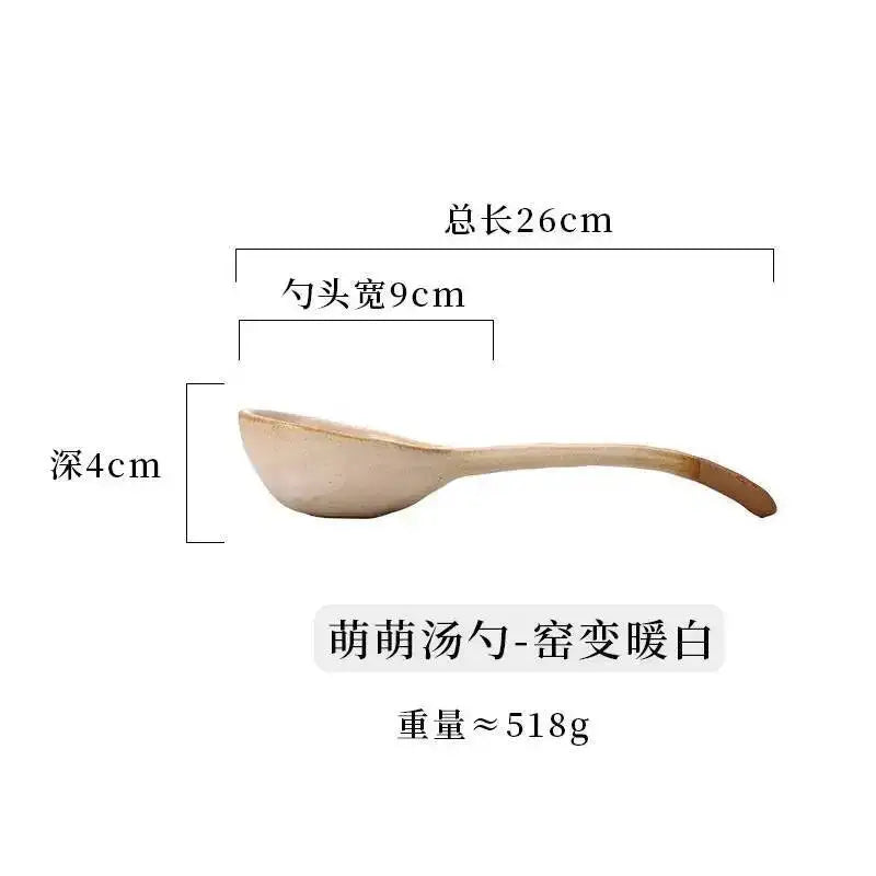 Rustic Ceramic Serving Spoon Long-handled Soup Spoon Large Spoon Ceramic Tableware Oasis Select Warm White