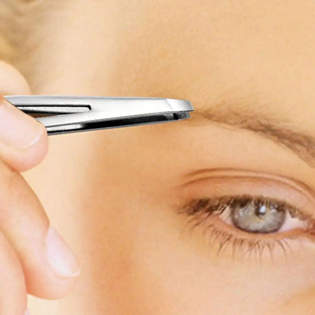 Stainless Steel Slant Tweezers – Eyebrow & Ingrown Hair Removal Precision Tweezers Oasis Select