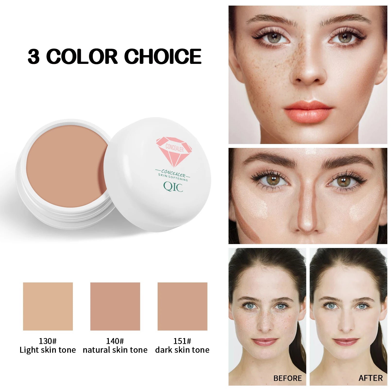 QIC Hydrating Waterproof Concealer – Full Coverage Cream