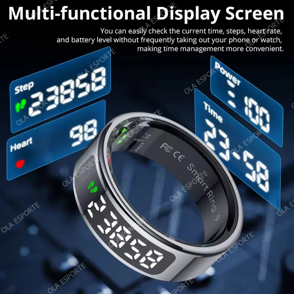 2025 Smart Ring R12/R13 – Display, Heart Rate & 5ATM Waterproof