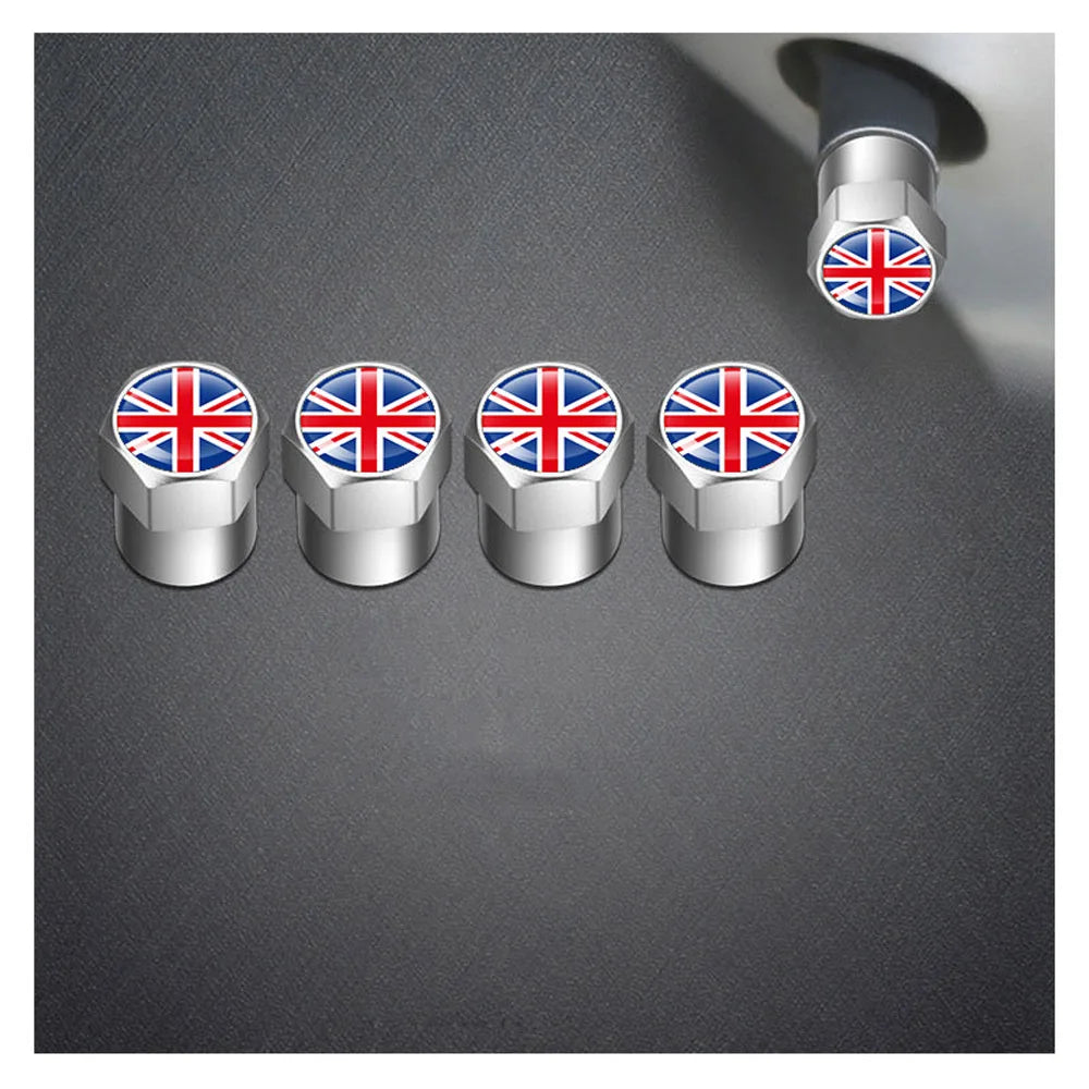 4Pcs National Flag Car Tire Valve Caps Aluminium Alloy Wheel Tires Tire Stem Air Cap Airtight Covers for Cars, Motorcycles Bike Oasis Select UK