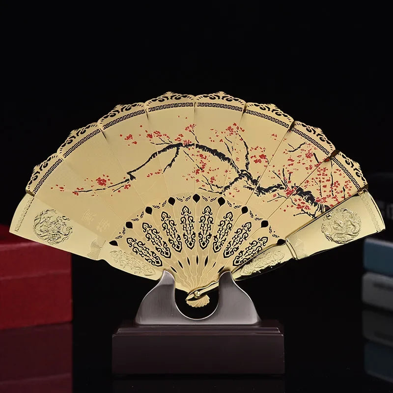 Chinese Style Features Peking Opera Mask Golden Fan Decoration Folk Peking Opera Mask Arts and Crafts Fan Oasis Select F