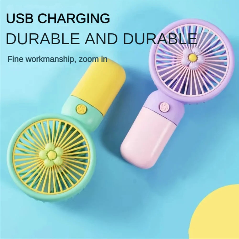 Handheld Small Fan Summer Mini USB Charging 1st Gear Fan with Lazy Stand Handheld Desktop Portable Silent Student 1PC Oasis Select