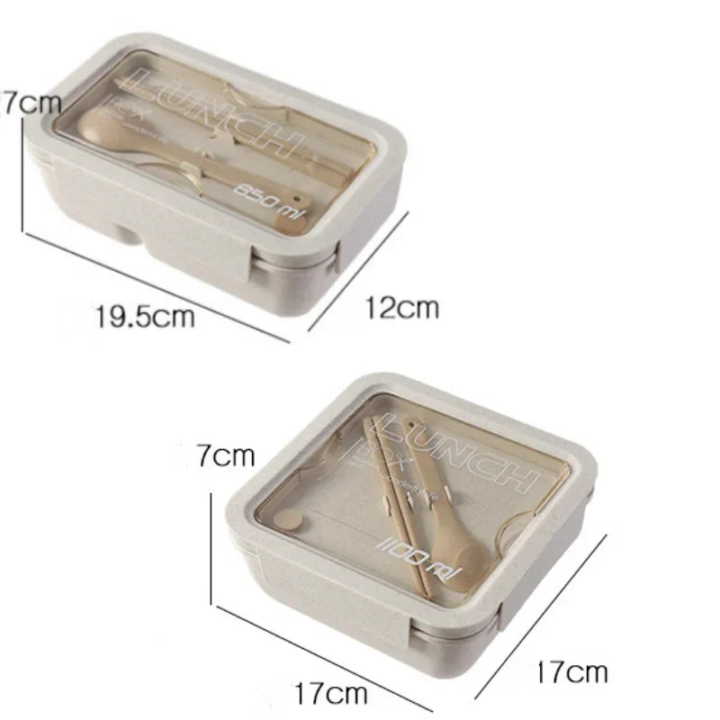 850ml Eco-friendly Wheat Straw Lunch Box Microwave Safe Airtight Bento Container With Tableware For Office Worker Meal Prep Oasis Select