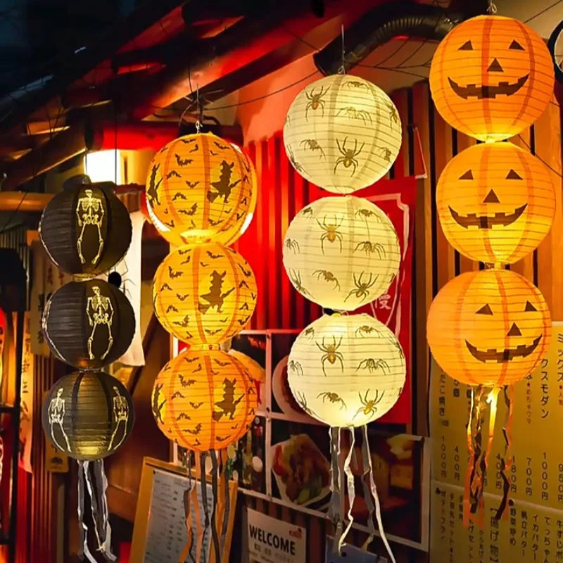 Halloween Paper Lanterns Halloween Party Decoration Pumpkin Lantern Spider Bat Skeleton Lantern for Home Outdoor Party Decor 8in Oasis Select