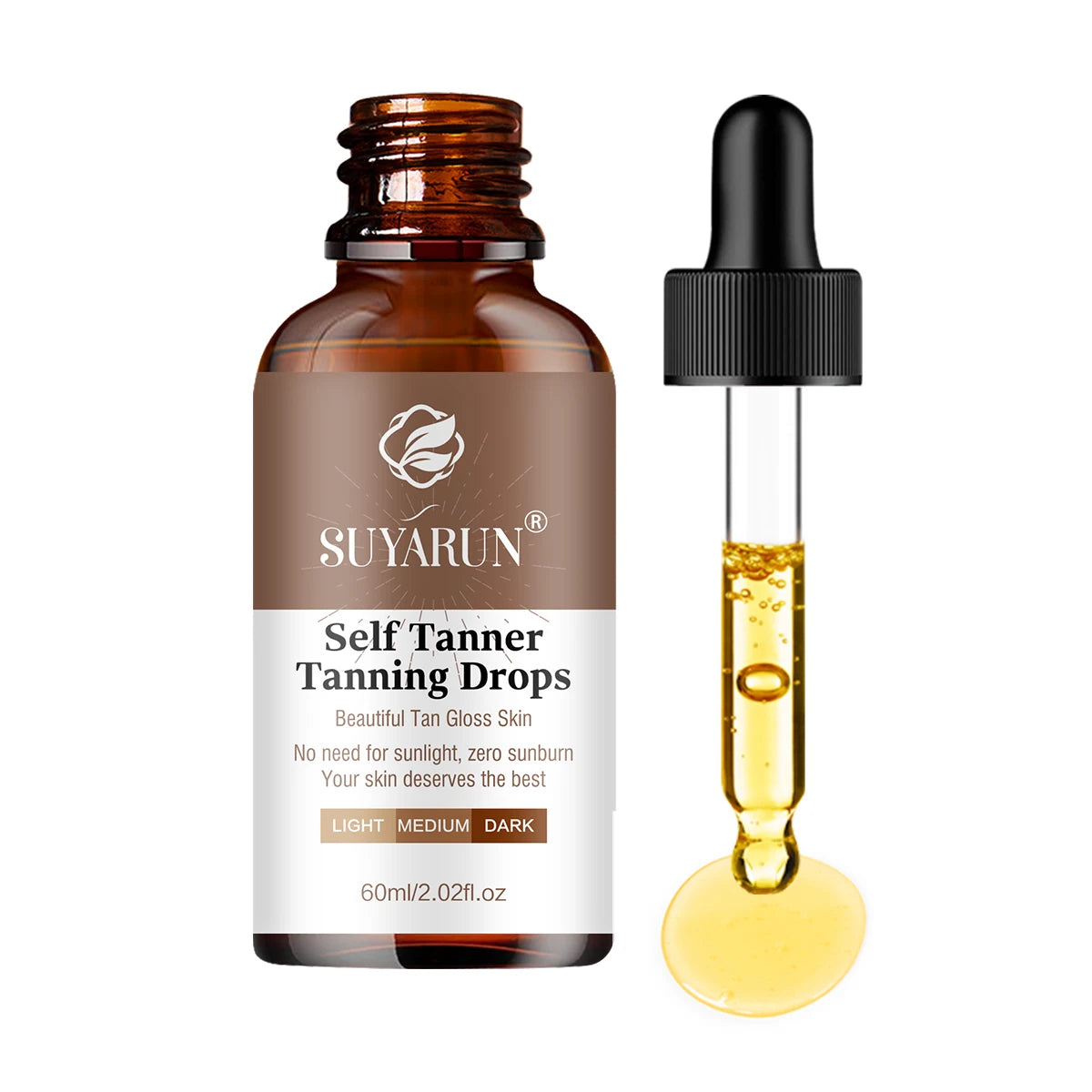 Sunless Tanning Serum - Buildable Natural Glow, Streak-Free Formula for All Skin Tones. Moisturizing & Non-Irritating. Oasis Select 60ml