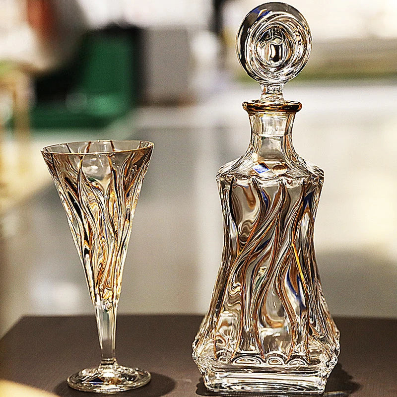 Crystal glass traced gold whiskey glass wine glass tall red wine glass wine set Oasis Select