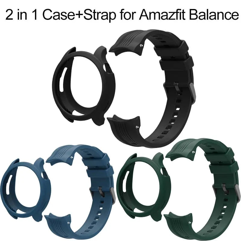 Silicone Band + Case Cover for Amazfit Balance – 22mm Strap Smartwatch Band & Case Oasis Select
