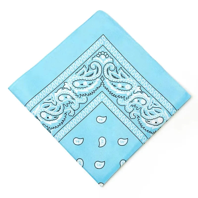 1/4/6Pcs Fashion Hip HopBlend Bandana Square Scarf Black Red Paisley Headband Printed For Women/Men/Boys/Girls Oasis Select sky blue 55X55 cm