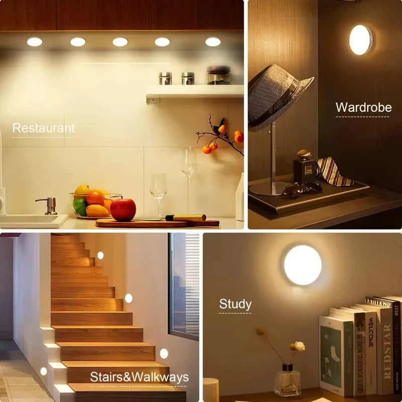 LED Motion Sensor Night Light USB Rechargeable Night Lamp For Kitchen Cabinet Wardrobe Lamp Staircase Wireless LED Closet Light Oasis Select