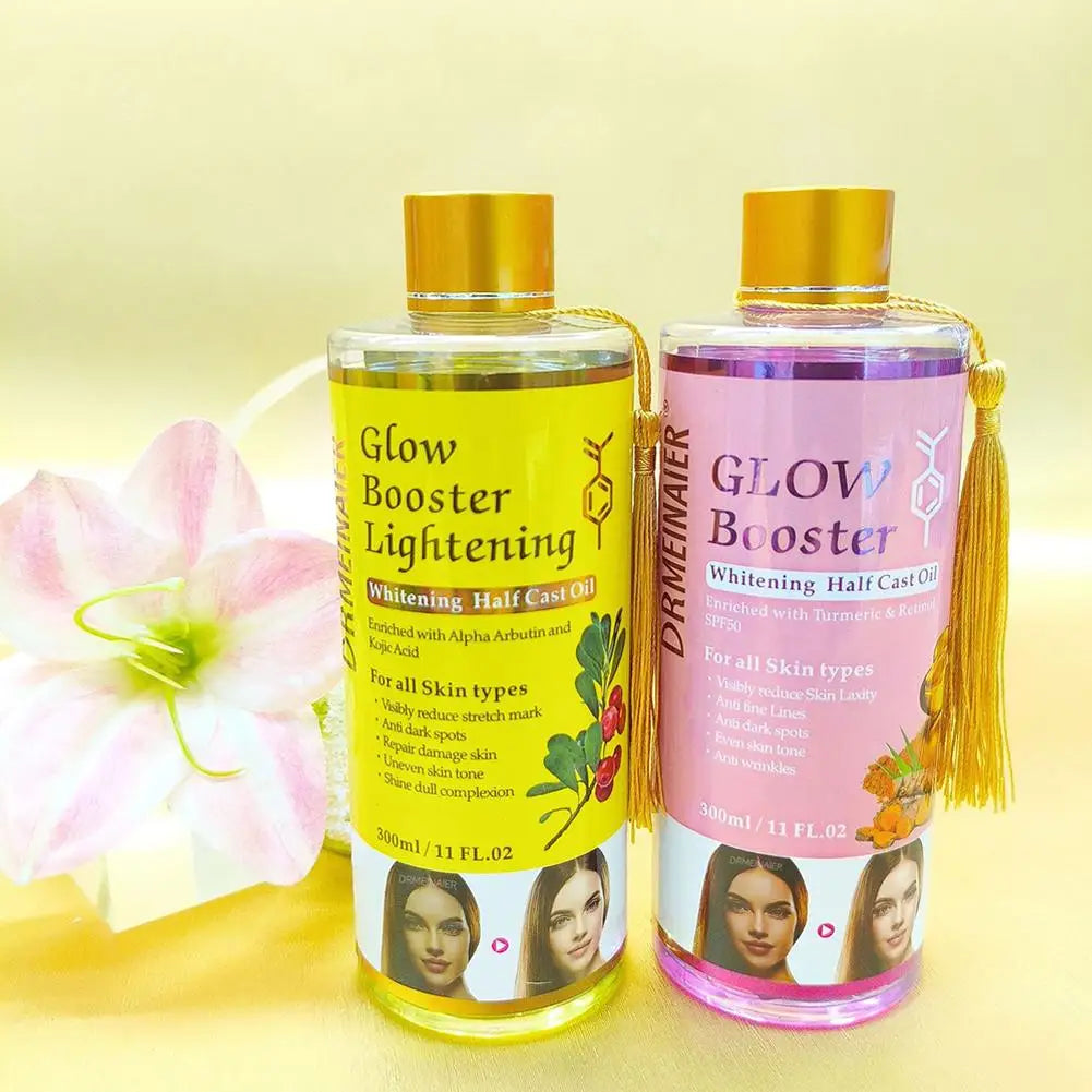 Face Ligthening Massage Oil with Arbutin Kojic Acid, Turmeric Oil for Glowing Skin, Brightening Moisturizing Peeling Oil 300ml Oasis Select