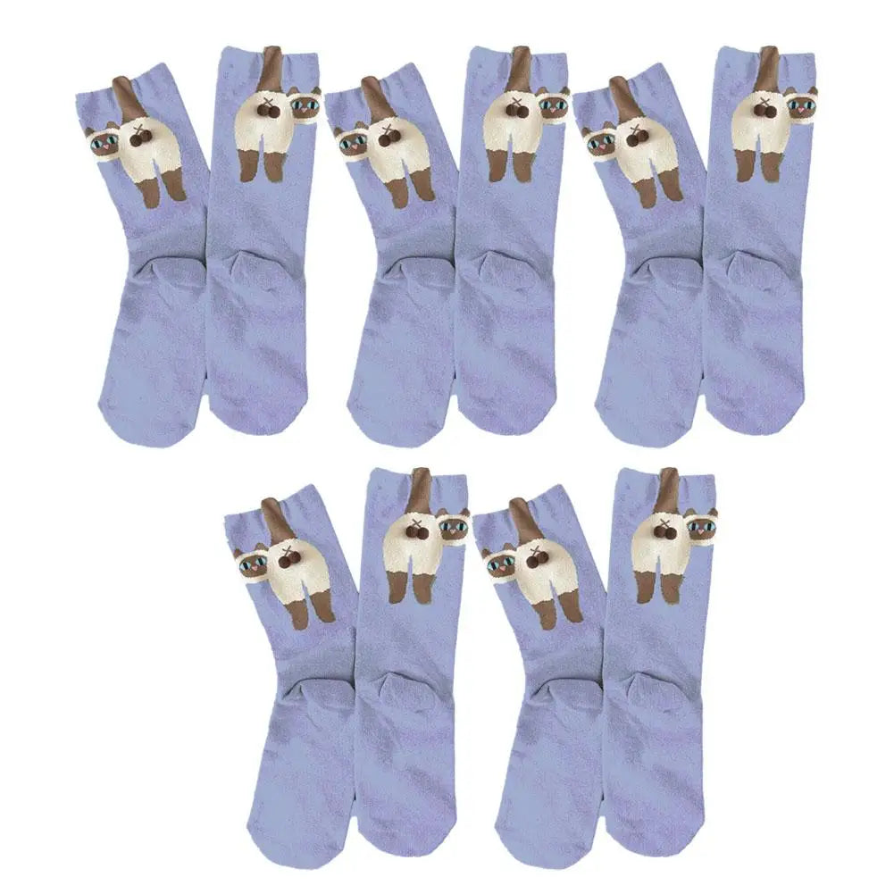2025new Gift for cat lovers: cartoon cat ladies cotton socks breathable and comfortable socks for all seasons Oasis Select C