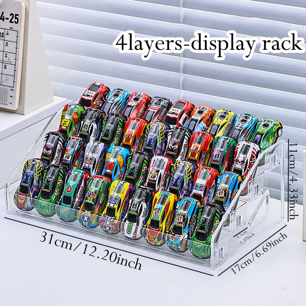 1pc acrylic multi-layer stepped toy car display rack buckle cosmetic home storage rack ideal choice for storage enthusiasts Oasis Select Transparent 4-layer
