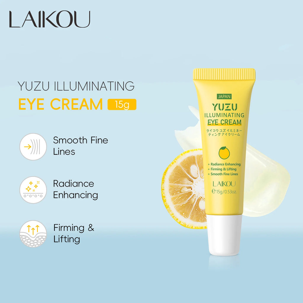 LAIKOU Yuzu Eye Cream Anti Dark Circle Eye Bags Brightening Wrinkle‑Reducing Firming Eye Care 15g Oasis Select