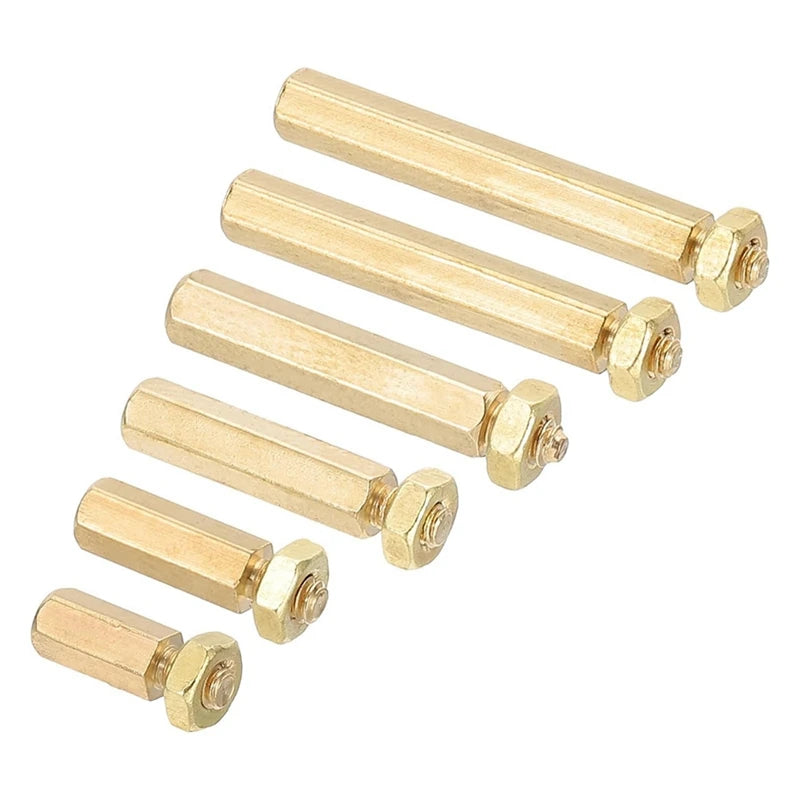 WISH M2+3Mm Support Screws, 240 Pieces Male To Female Hexagon Brass Support Washer Screw Nut Combo Kit, Gold Oasis Select