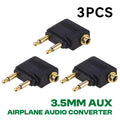 Wholesale 1-10PCS/Lot 3.5MM AUX Airplane Audio Converter Airline Aircraft Headphone Plug Jack Audio Adapter For Aircraft Travel Oasis Select 3PCS Black
