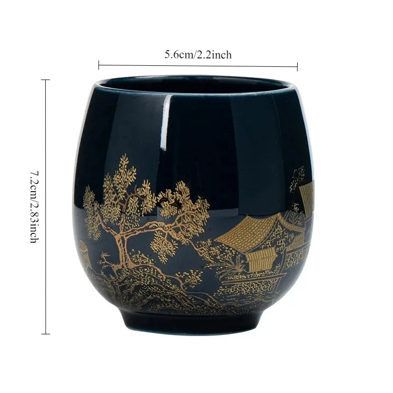 Japanese-style Simple Master Mug Ceramic Tea Bowl Cup Household Jilan Simple Ceramic Large Teacup Tea Set for A Single Cup Oasis Select B <200ml
