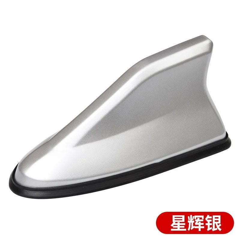 Car Shark Fin Antenna Cover Universal Carbon Fiber Look Radio Signal Aerials Roof Exterior Accessories Decoration for SUV Truck Oasis Select Silver