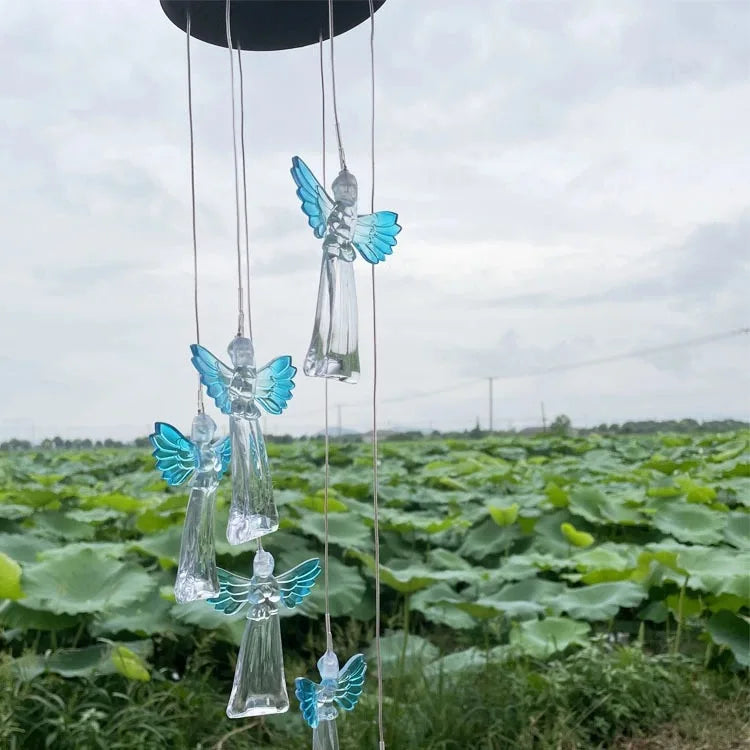 Solar Powered Wind Chime Garden Lights -Outdoor Solar Stake Lights for Yard, Landscape Decoration, Auto on/Off, Waterproof, IP65 Oasis Select Blue angel