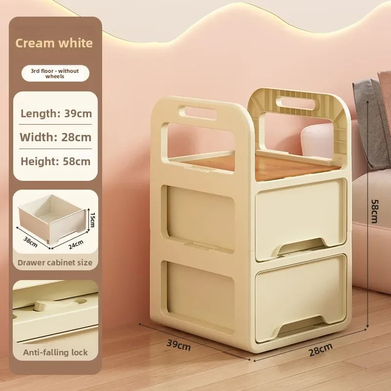 Multi-functional Drawer storage cabinet household living room snacks toys plastic storage box Oasis Select White 28-3A
