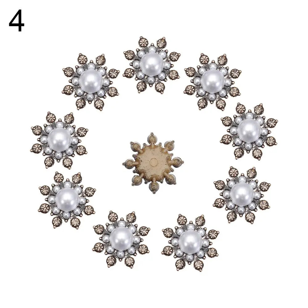 Vintage Buttons Clothing Flatback Plating Pearl Buckle Rhinestone
