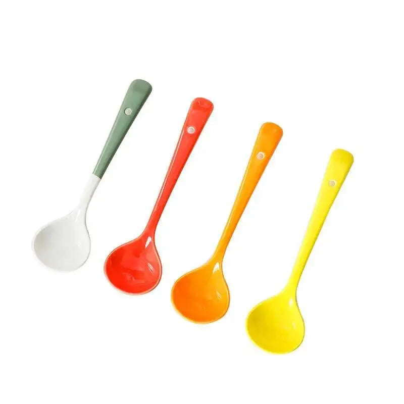 Ceramic Western Creative Spoon Dessert Coffee Stirring Spoon Children's Eating Small Round Spoon Household Kitchen Tablewear Oasis Select