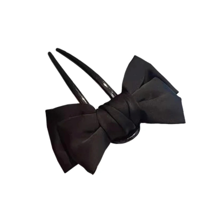 Elegant Black Bow U-Shaped Hair Clip | Boutique Hairpin Hair Clip Oasis Select 1pcs