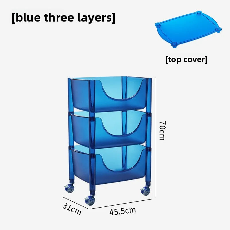 Creative acrylic multi-layer removable shelves ins bedroom kitchen trolley bathroom storage cabinet Oasis Select Blue 3 layers
