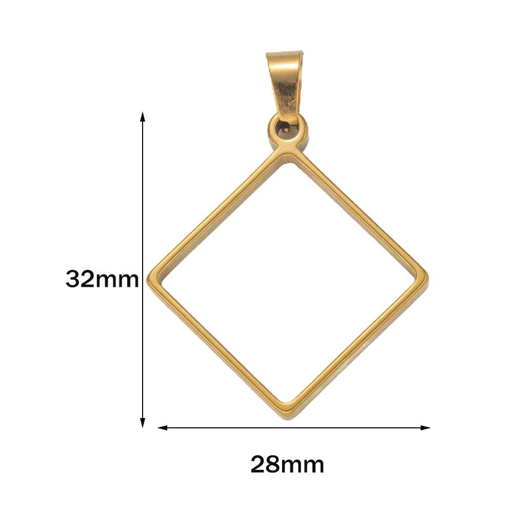5pcs Stainless Steel Open Back Resin Molds Pendants Blanks Frame Hollow Bezel Charms for Earrings Necklace Bracelet DIY Making Oasis Select GD Diamond 28X32mm